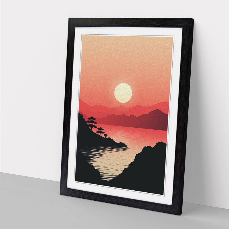 Japanese Sunset Minimalism No.3 - Framed Print, Black Framed, 64cm H x 46cm W x 2cm D