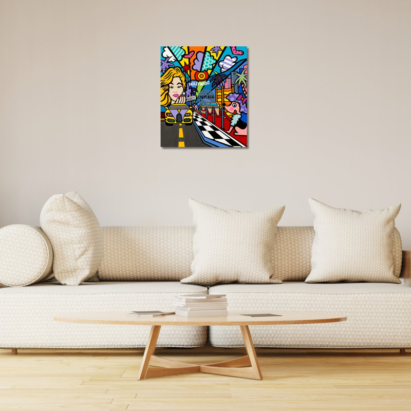 «Hollywood», peinture acrylique, toile tendue, art mural par Jozza 26 po x 30 po, H 30 po x l 26 po