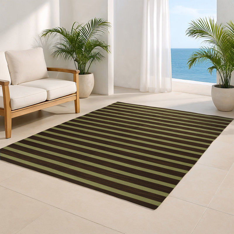 HorizontalStripes Brown Indoor and Outdoor Area Rug, Rectangle 2' x 3'