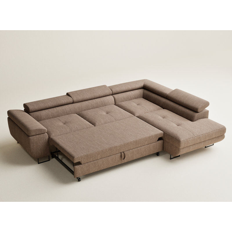 4 Seater Corner Sofa, Brown, Right Hand Facing