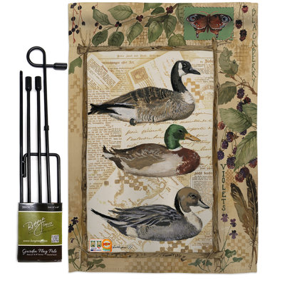 Ensemble de 2 côtés en polyester 1,5 x 1,1 pi. canards et oies nature à l’impression