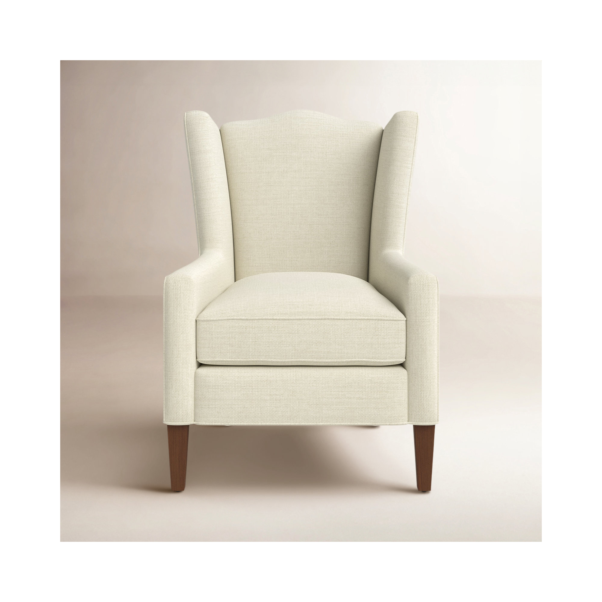 Cataria Upholstered Wingback Chair, No, Pecan, Macarena Gray Performance