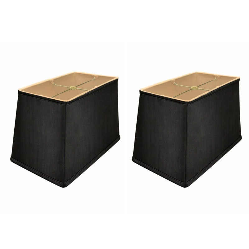 Royal Designs, Inc. BSO-756-16BLK-2 Rectangle Softback Lamp Shade, (7x14) x (9x16) x 11, Black with Gold, 2-Pack, Black