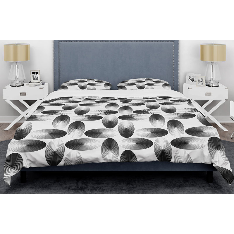 Modern & Contemporary Polyester Twill Geometric Shapes Duvet Cover, King Duvet Cover + 2 Shams, Retro IV