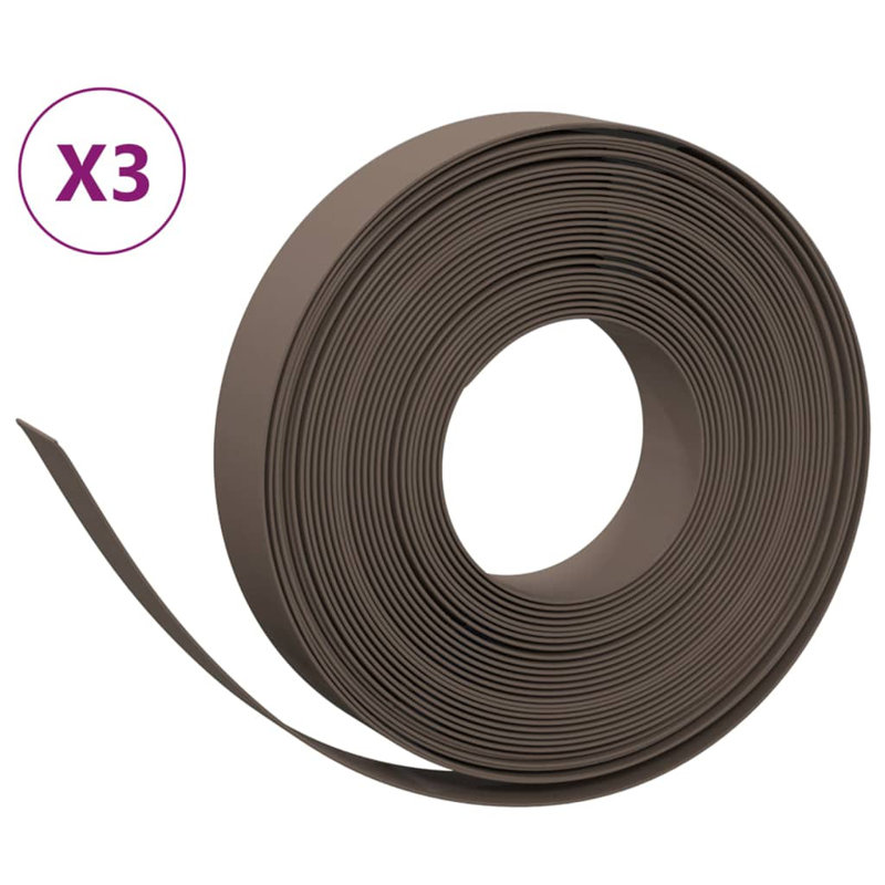 Artsiom Polyethylene Plastic Lawn Edging, 10cm H x 100cm W, Brown