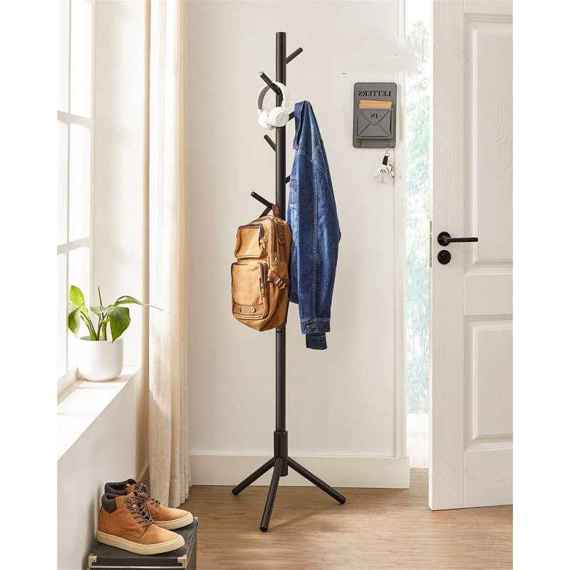 Blaser Solid Wood Freestanding 8 - Hook Coat Rack, Black
