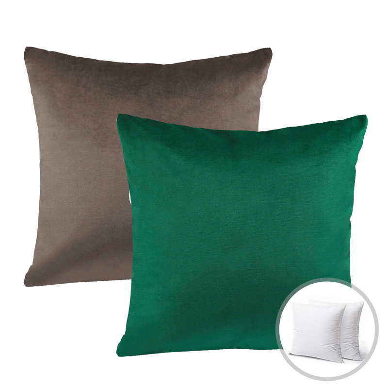 Reversible Throw Pillow, 18"H x 18"W, Green/Dark Coffee