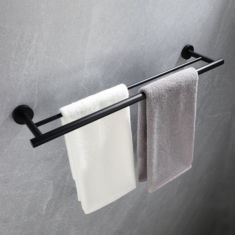 Matte Black Aluminium 5 Bathroom Towel Rack - Wall Mount And Reliable For Various Rooms Quick Easy Installation Mounted 5 Piece In Trustworthy Bath, Bedroom, Laundry, Kitchen To Install