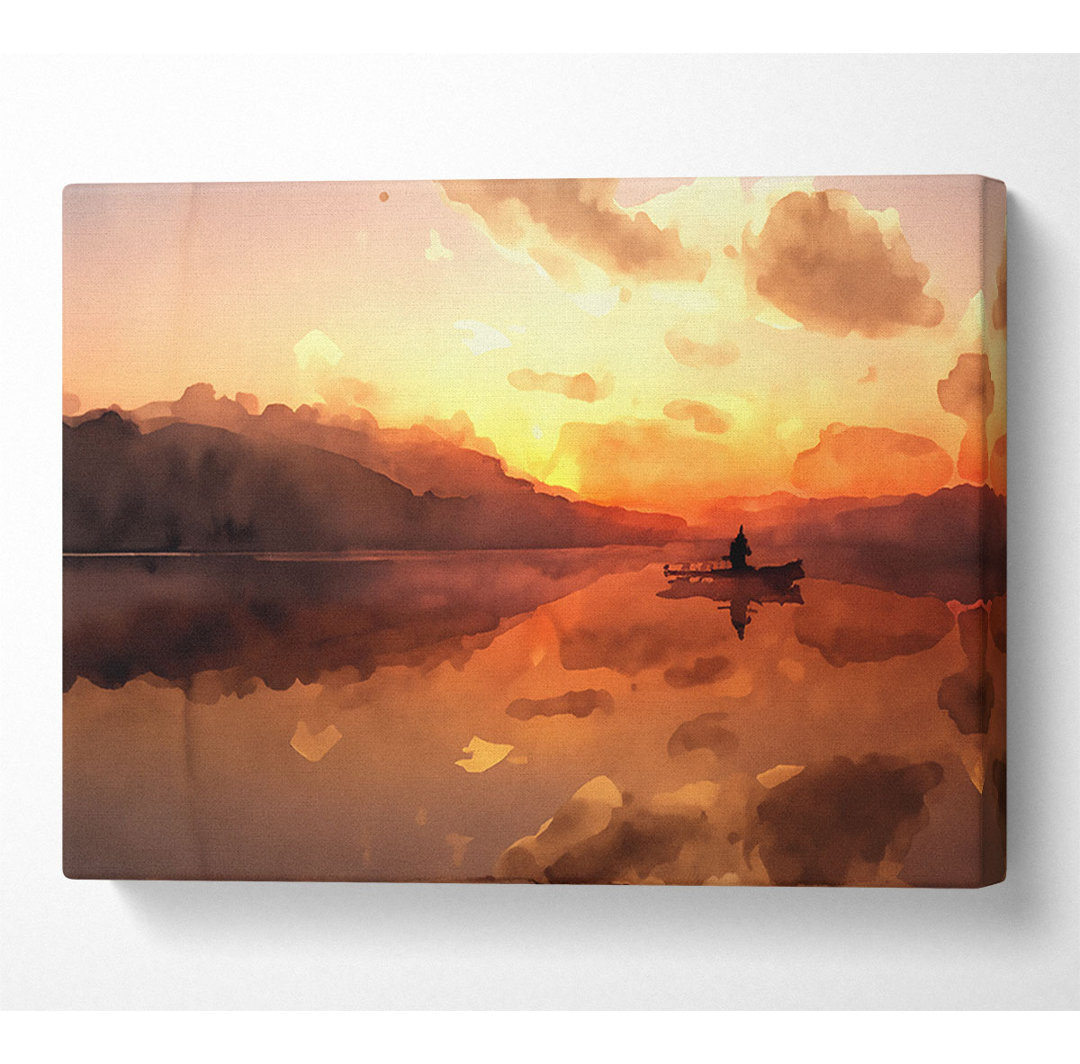 Angeln in der ruhigen Himmel Reflexion - Wrapped Canvas Kunstdrucke