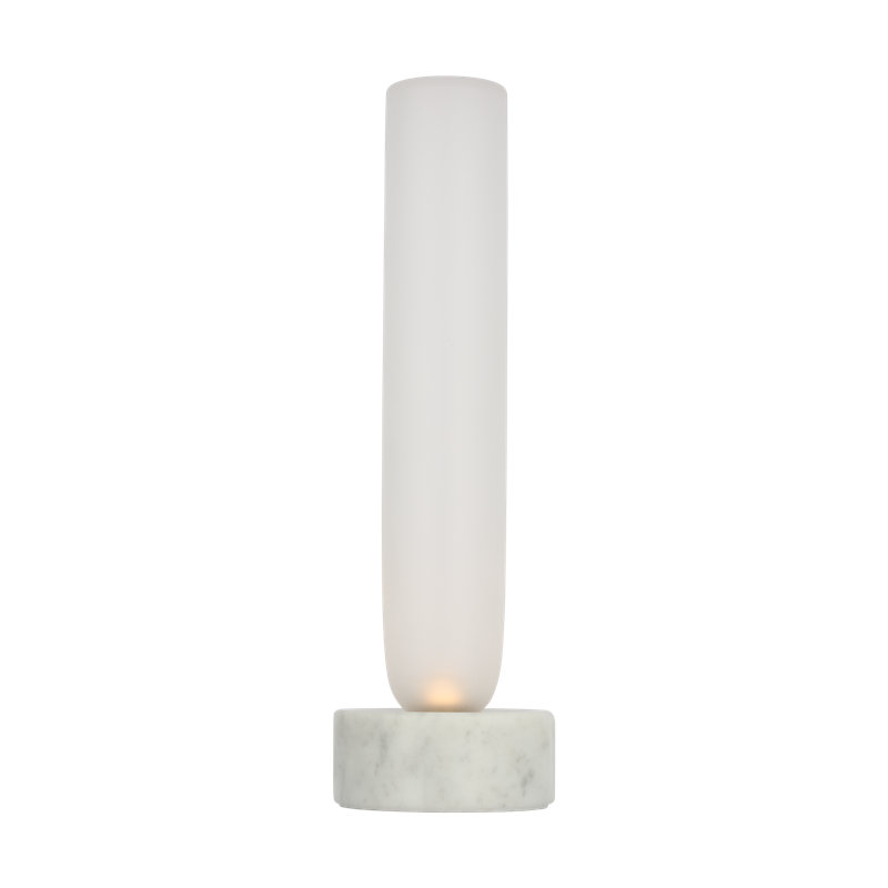 Kelly Wearstler Volver 1-light Small Table Lamp in White Marble with Clear Etched Glass shade, White