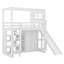 Lit mezzanine simple en bois avec garde-robe, tablettes de rangement, glissoire et DEL, maisonnette amusante