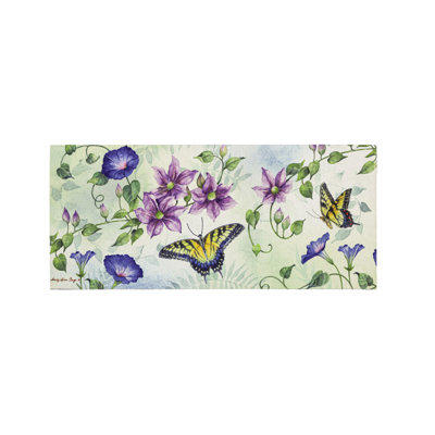 Aleq Non-Slip Floral Doormat