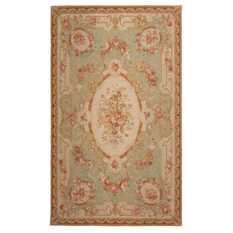 Tapisserie verte Dynasty kilim 5 pi 0 po x 8 pi 0 po