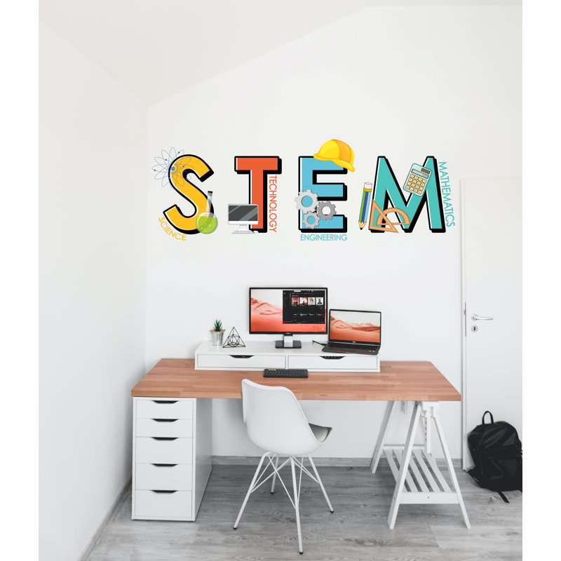 Décalcomanie murale pour sciences, technologie et ingénierie, décorations murales Steam pour école, H 24 po x l 8 po