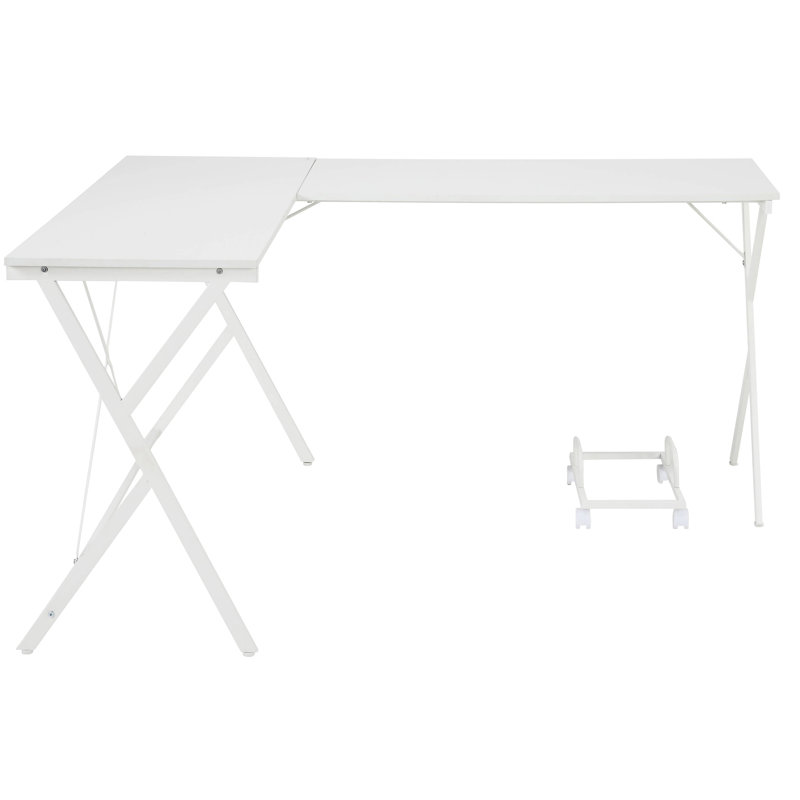 Compact Computer Desk With Movable Holder For Offices Modern Productive Workspaces, White