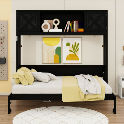 Full Wood Murphy Bed with Storage Cabinets
