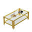 Table basse supérieure et inférieure en verre trempé double couche et cadre en acier inoxydable avec finition miroir-1037797962