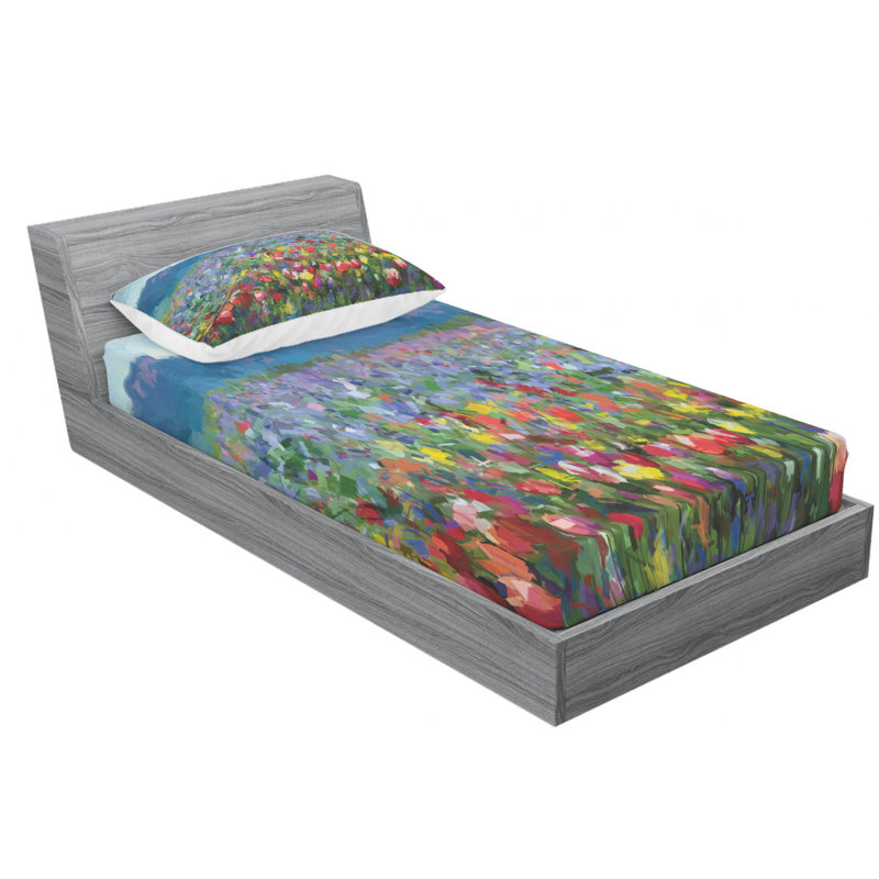 Microfiber Floral Sheet Set, Twin XL Sheet Set + Fitted Sheet + 1 Pillowcase