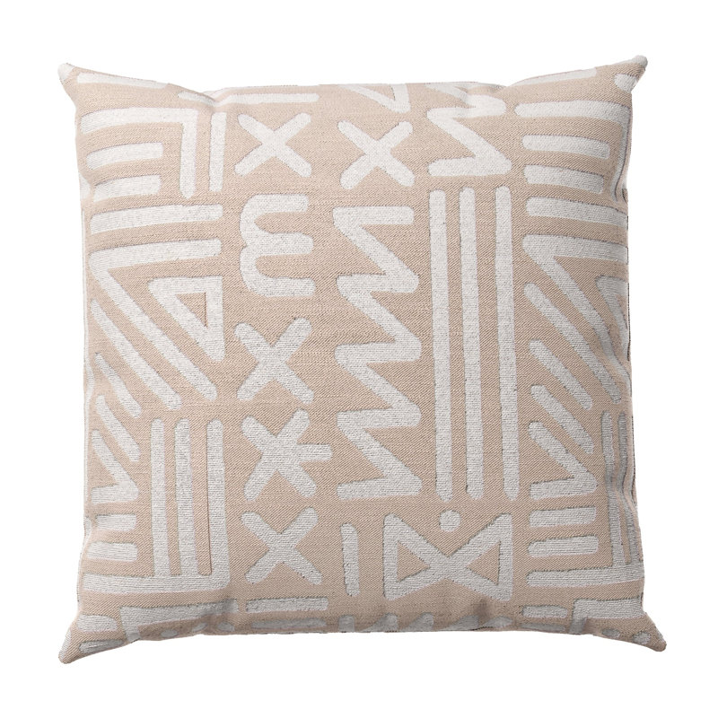 Coussin Montezuma, H 20 po x l 20 po, Taupe / beige géométrique