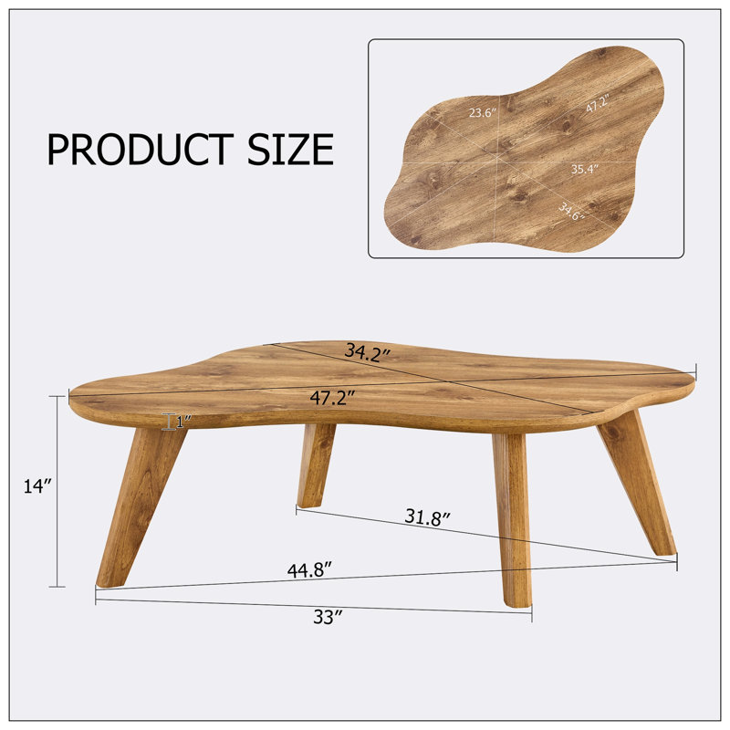 Table basse Bethezel, H 14 po x l 47,2 po x P 34,2 po