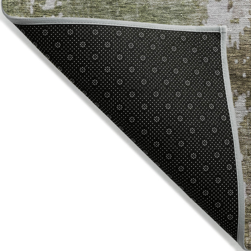 Tapis d'extérieur lavable abstrait brun et vert 8 pi x 10 pi