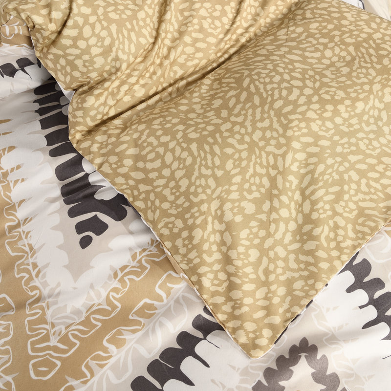 Bliss Complete Bedding Set Wave Beige Duvet Cover Fitted Sheet With Matching Pillow Case