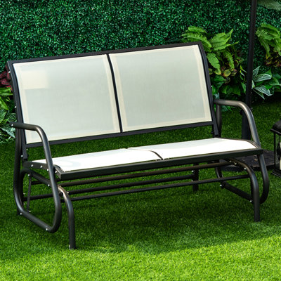 Fauteuil à bascule double pour jardin, 2 balançoires de patio. Beige - Toile, structure en acier thermolaqué. 120 cm (L) x 70 cm (l) x 85 cm (H). Toile à séchage rapide, acier.