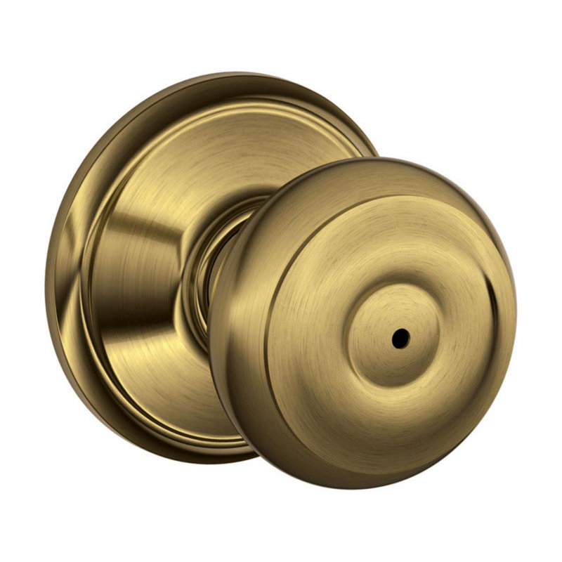 Schlage Georgian Aged Bronze Steel Privacy Lockset ANSI Grade 2 1-34 in., Antique Brass