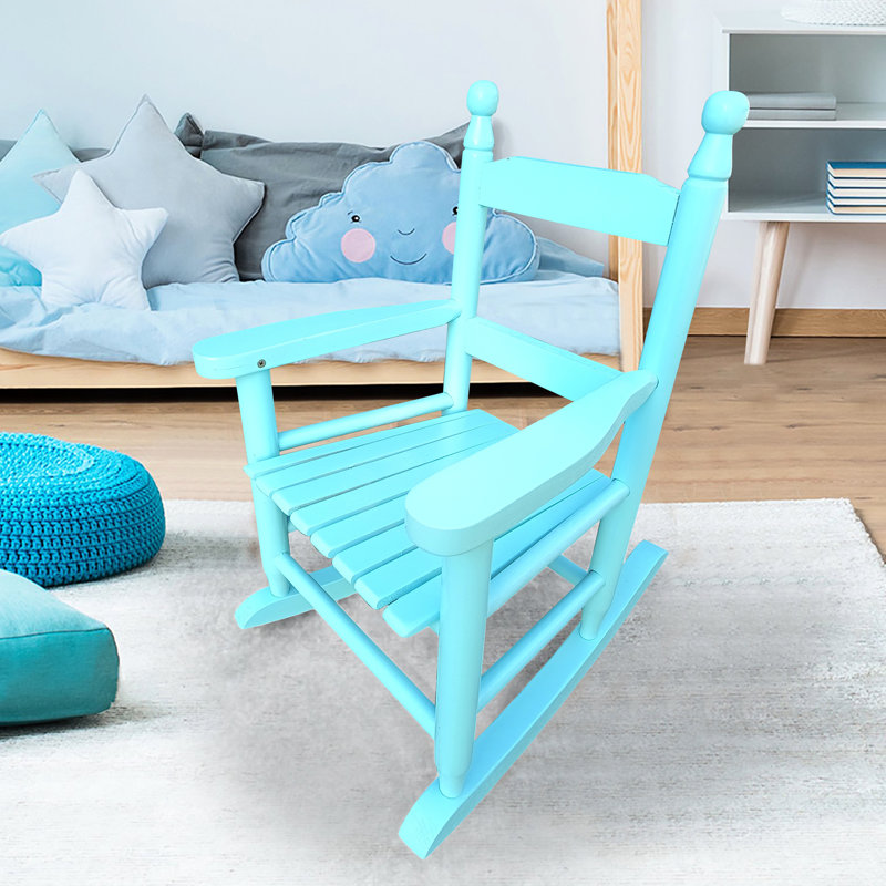 S Rocking Chair, Blue - Solid Hardwood For Durability Indoor/Outdoor Comfortable Footrest Padding Seat Structure Indoor & Outdoor Calf Muscles And Bones Support