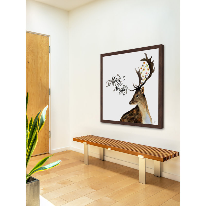 « cerf de père noël », reproduction d’art encadrée, 18 po x 18 po