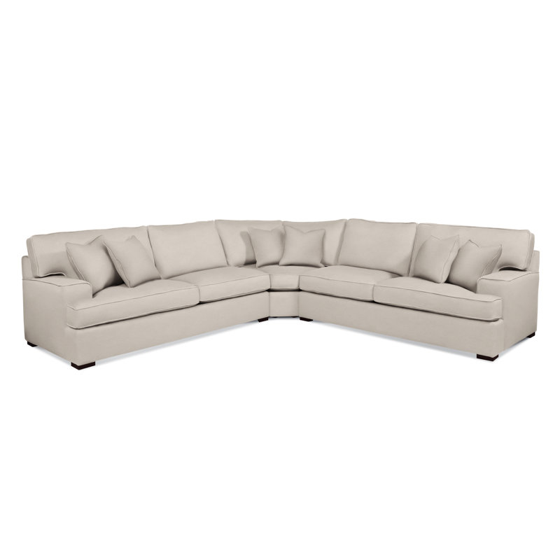 Sadie 3-Piece Upholstered Sectional, Java Finish, Elite Dove Linen