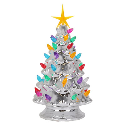 Arbre de Noël en céramique qui illumine un arbre de Noël rétro