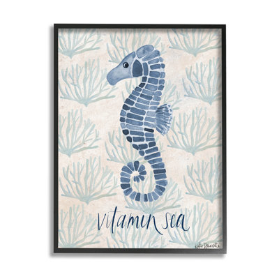 «Vitamin Sea Aquatic Pun Seahorse», art mural texturé giclée par Katie Doucette_aq-622