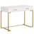 40” White And Gold Computer Desk With 2 Drawers