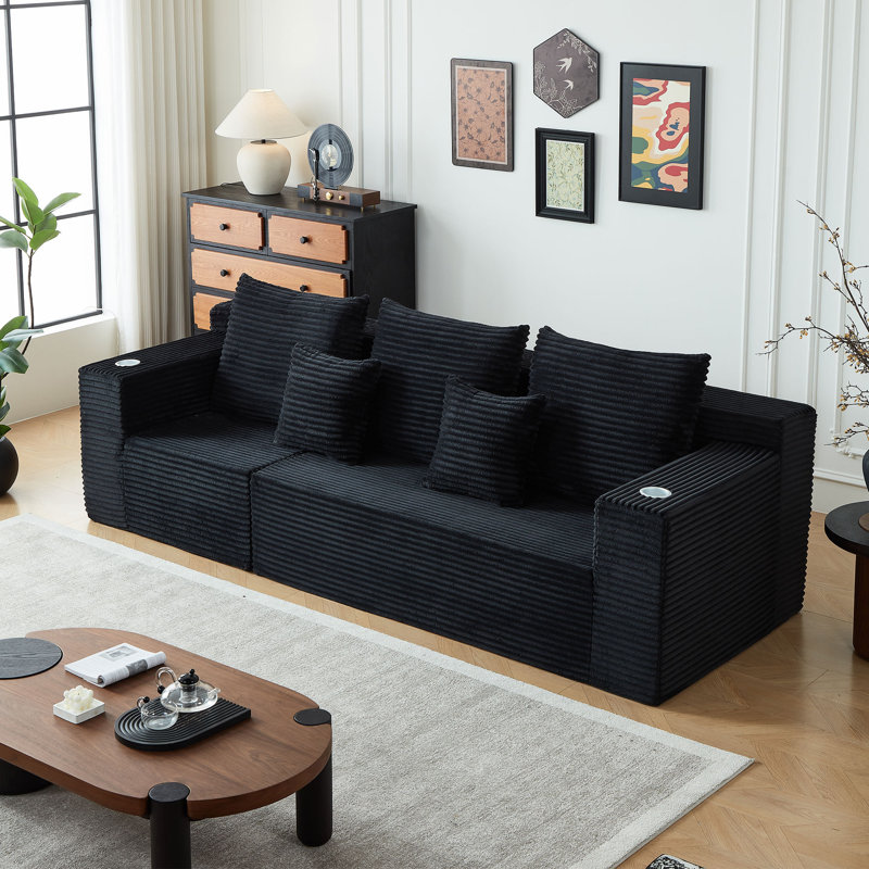 Canapé modulaire surdimensionné en velours côtelé pour une détente profonde, aucun assemblage requis