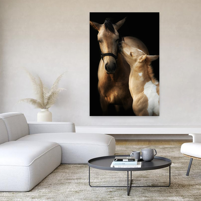 Art contemporain cheval et poulain, 60" H x 40" W