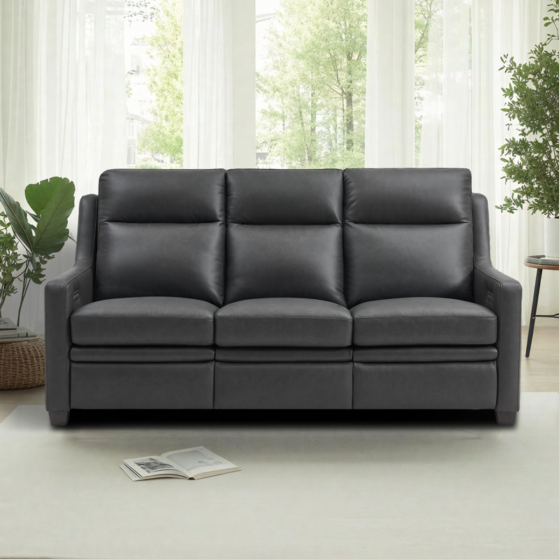 Canapé inclinable en cuir véritable Harpster, Gris anthracite