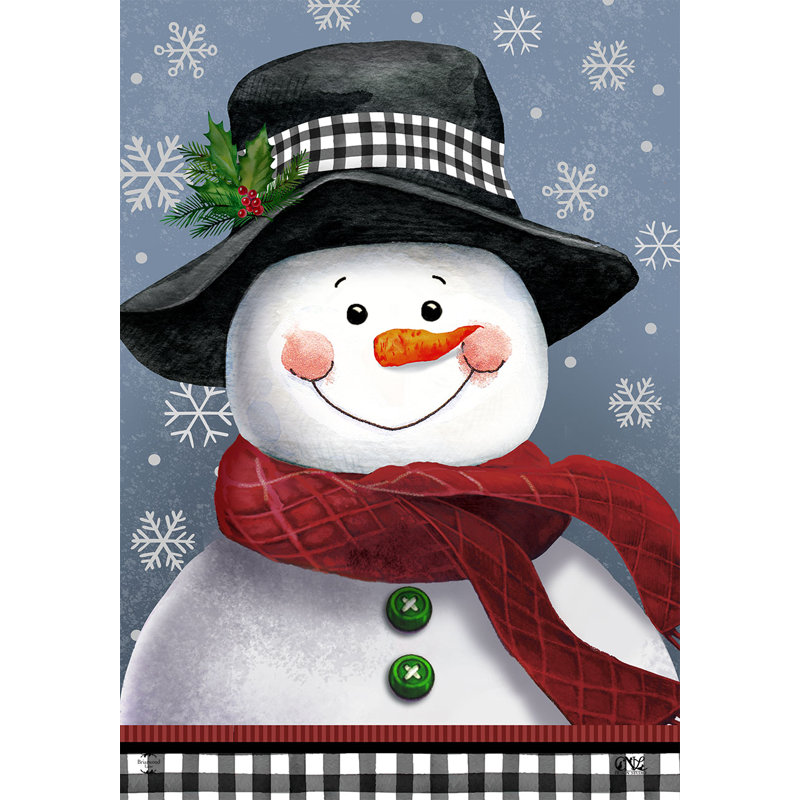 Drapeau souriant du jardin du bonhomme de neige
