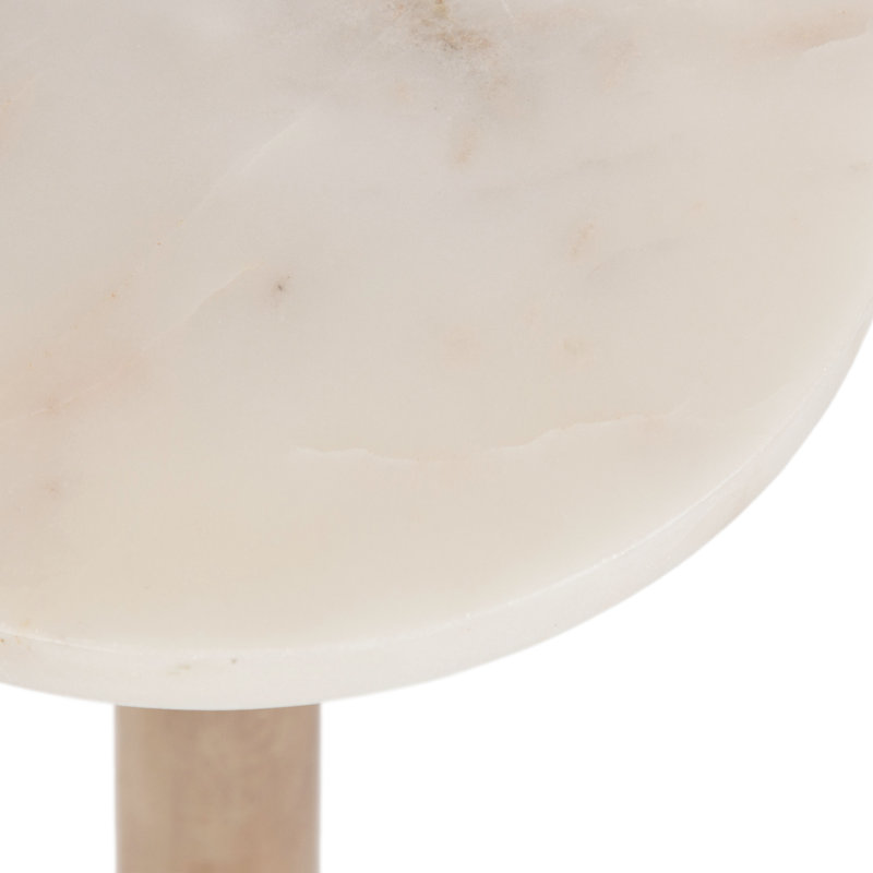 Anike Solid Wood Pedestal End Table, White/Brown