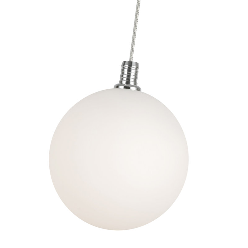 Bolla 5-In Opal Glass LED Pendant, Opal, Chrome