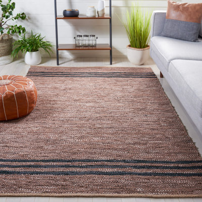 Riffle Hand Woven Leather/Cotton/Jute Rug in Brown/Black