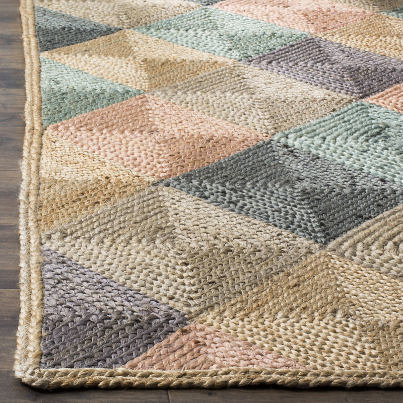 Gigi Natural Fiber Hand Woven Geometric Indoor/Outdoor Rug, Rectangle 5' x 8'