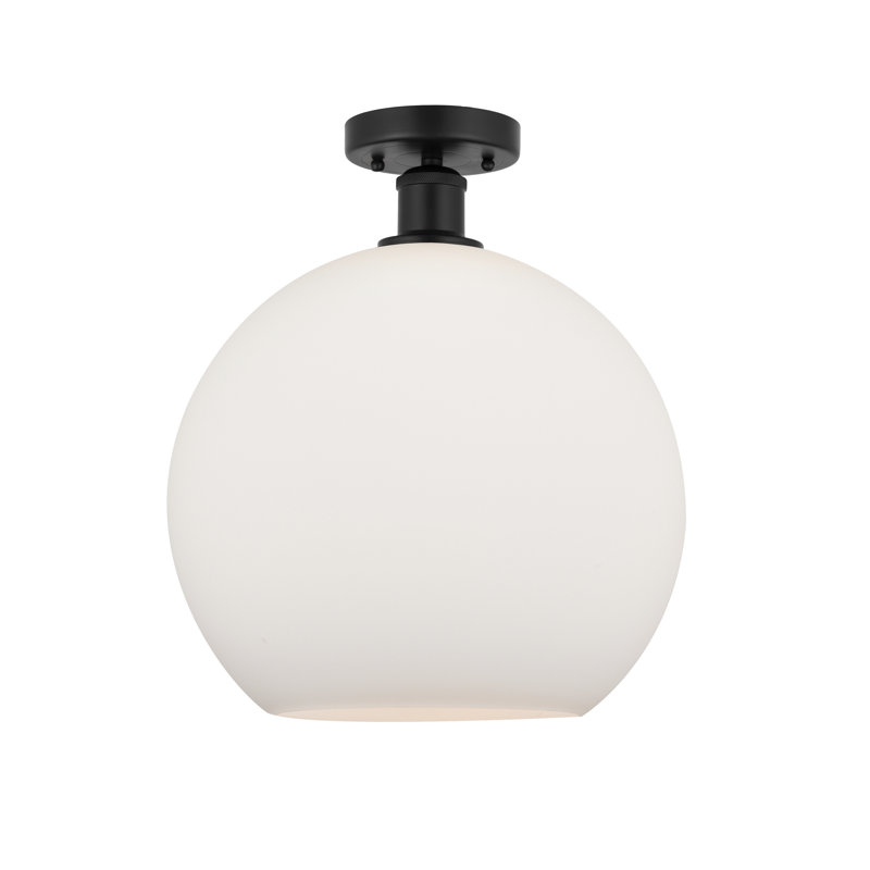 Plafonnier semi-encastré 1 lumière Cindi, Noir mat, Blanc mat, H 16,38 po x l 11,75 po x P 11,75 po