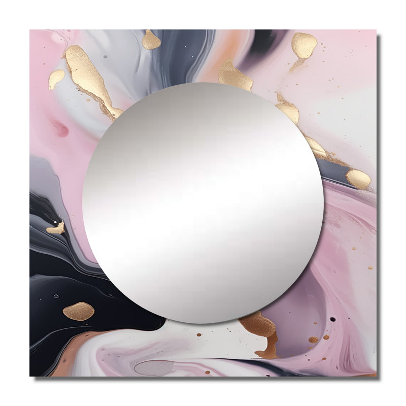 Genva - Miroir carré abstrait en marbre pour décoration murale, 23 po x 23 po