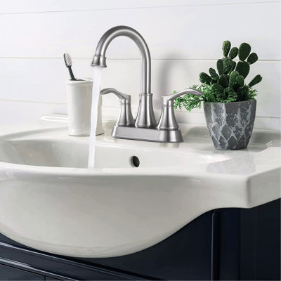 4" Bathroom Faucet - Brushed Nickel, 360 Rotatable Spout With Pop Up Drain, Build, , Rust , Water Saving Function, Ceramic Disc Valve, Double Handles Nickel Sink 4 Inches , Material, Rustproof,