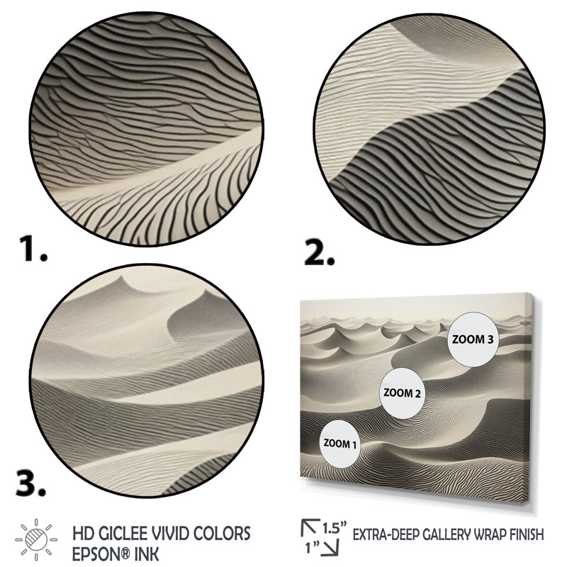«Gray Saharan Dunes II», reproduction sur toile, H 34 po x l 44 po x P 1,5 po, Cadre photo argenté