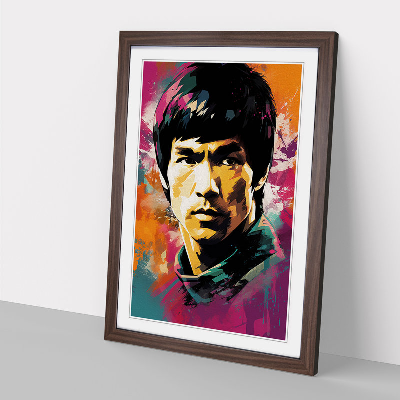 Bruce Lee Colour Field Art - Framed Print, 46cm H x 34cm W x 2cm D, Walnut