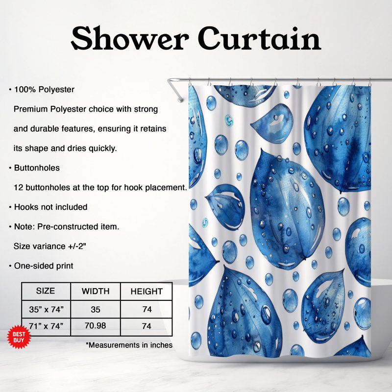 Denim Drops - Rideau de douche Premium, H 74 po x l 71 po