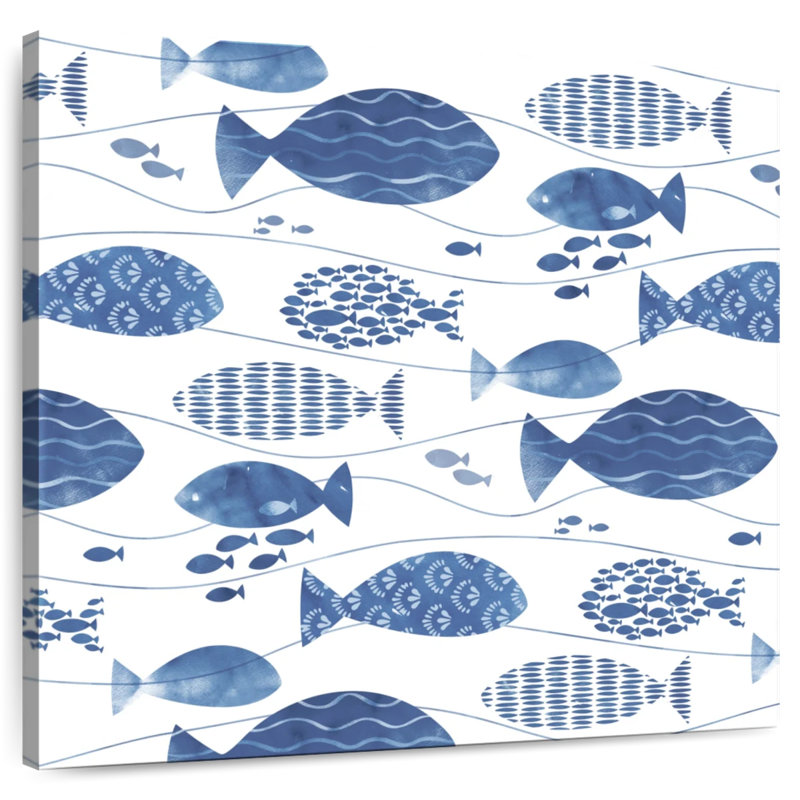 Ashelle Abstract Blue Fish, 16" H x 16" W