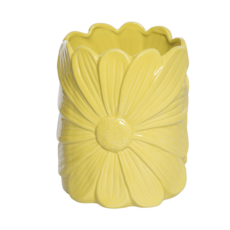 Dolomite Daisy Planter, Planter Pots, Yellow, Ceramic, Spring, Garden